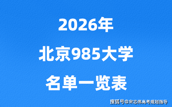 2026北京985大学名单一览表（附:最新排行榜及分数线）