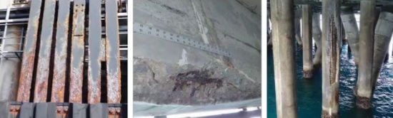 基地的墙面，立柱损伤情况。图片来源于《军事时报》