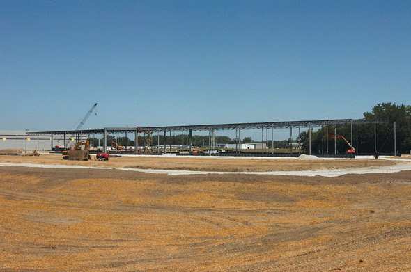 Construction begins on Google data center in Council Bluffs, Iowa, in June 2007.