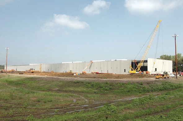 Seven weeks into project, the exterior nears completion.