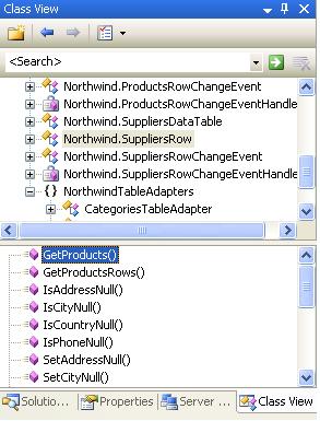 GetProducts()方法成为Northwind.SuppliersRow类的一部分