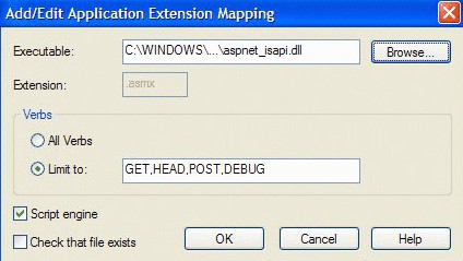 .asmx 的 IIS 应用程序映射