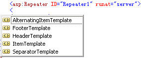 Repeater控件的模板类型