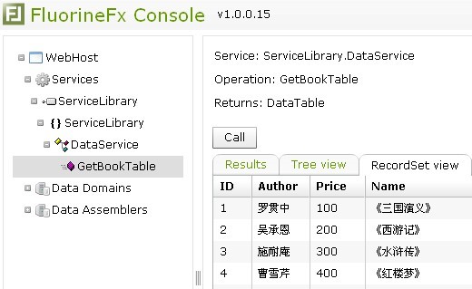 FluorineFx远程服务接口调用情况