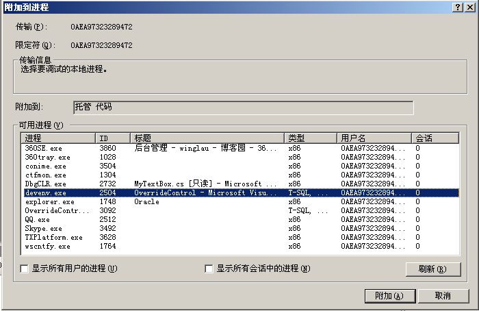 调试程序进程