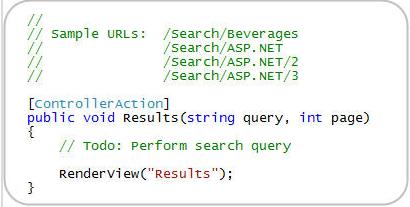 我们可以把我们的SearchController.Results action方法更新为接受页号参数作为一个方法参数