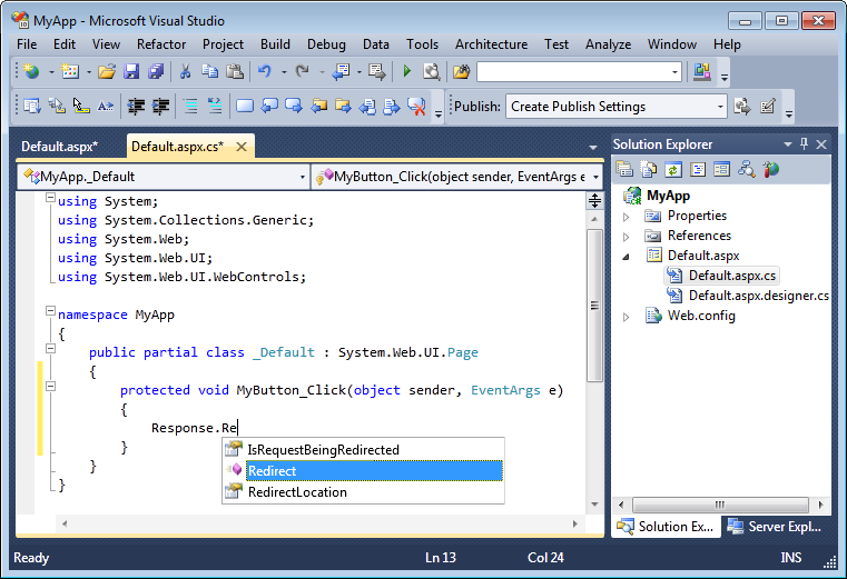 “Response”对象的intellisense
