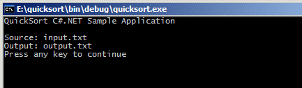 VB QuickSort应用程序的输出