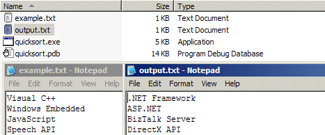 QuickSort C# 示例应用程序