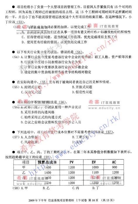 信息系统项目管理师