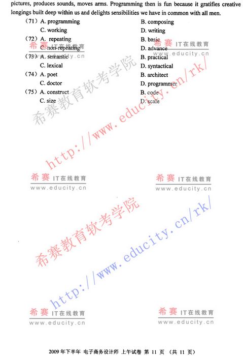 2009年下半年软考电子商务设计师