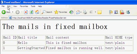 图 11. 在将 FixedMailbox.jar 转变为 bundle 后，FixedMailbox 可以正常运行