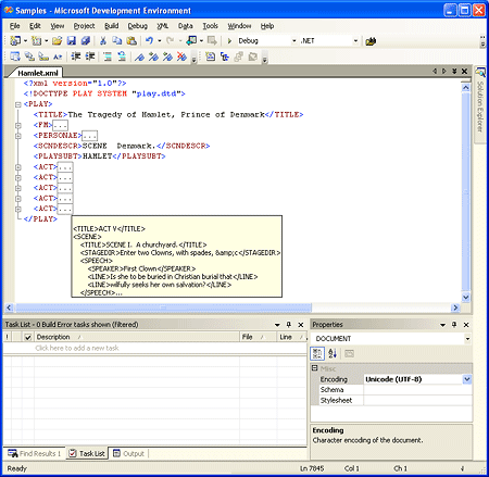 新的 XML 编辑器支持 XSLT 的大纲显示、验证和编辑。