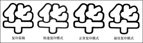 不同模式复印效果