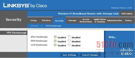 Linksys的WRT160NL等大多数流行的路由器让VPN连接很容易透过防火墙来工作。