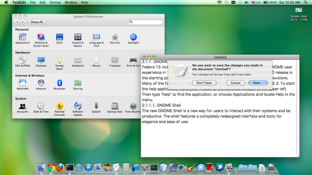 OSx 的系统设置和应用程序的弹出窗口