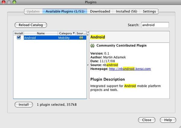 Netbeans6.5上安装Android开发插件
