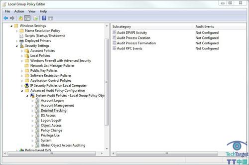 Windows 7,审计,组策略,设置