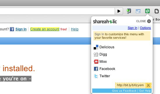 9. Shareaholic for Google Chrome
