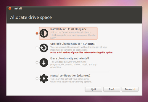 Ubuntu 11.04 安装工具新增升级功能1