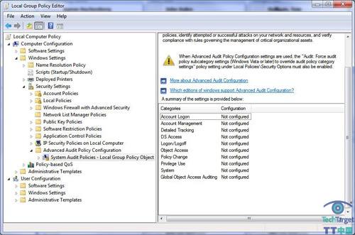 Windows 7,审计,组策略,设置