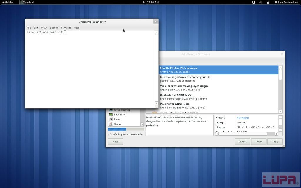 终端和 Fedora 的软件包管理器：