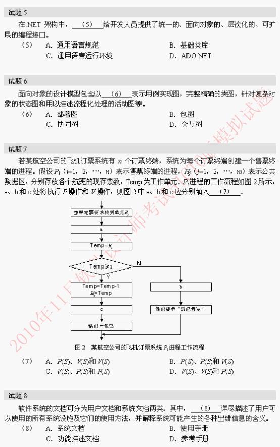 2010年软考软件设计师模拟题 5-8题 
