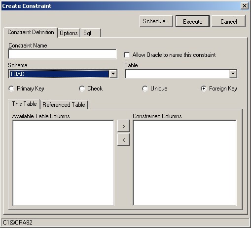 toad create constraint step 1