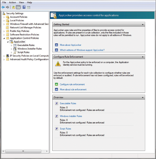 图 1 配置 Windows 7 中的 AppLocker