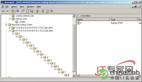 Windows Server 2003中IPv6 的PTR记录