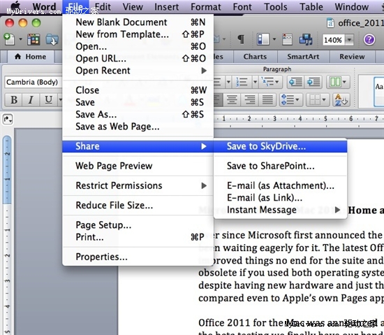 不输2010 微软Mac版Office 2011试用手记