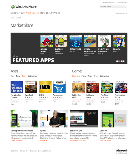 微软网页版Windows Phone应用商店
