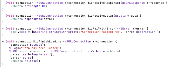 NSURLConnection的委托方法
