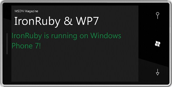 Windows Phone 7 上运行的 IronRuby 驱动的应用程序 