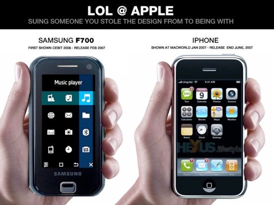 Android拥趸称苹果iPhone抄袭三星F700