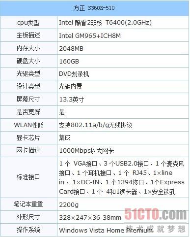 方正13寸轻薄T6400 双核2G内存笔记本