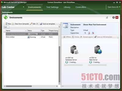 Microsoft Test and Lab Manager的Lab Center主界面