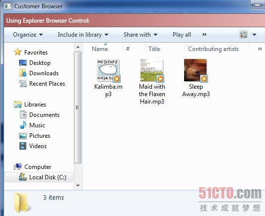 Windows API code pack中的ExplorerBrowser控件，它运行在一个样例应用程序窗口中