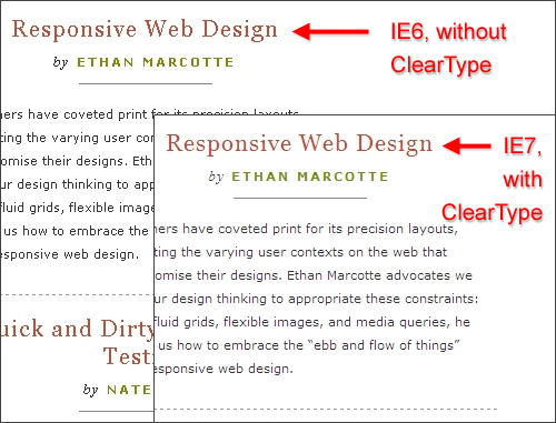 A List Apart’s 文章字体在 IE6 and IE7 中的区别