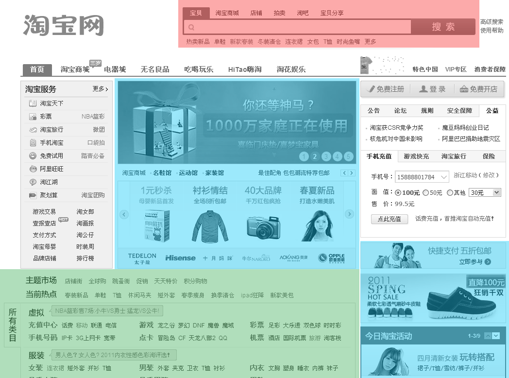 淘宝首页信息架构