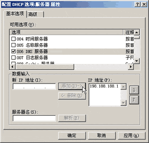DHCP选项设置