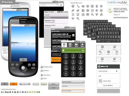 Android 1.6 线框模板