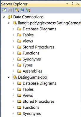Visual Studio 服务器资源管理器中查看数据连接
