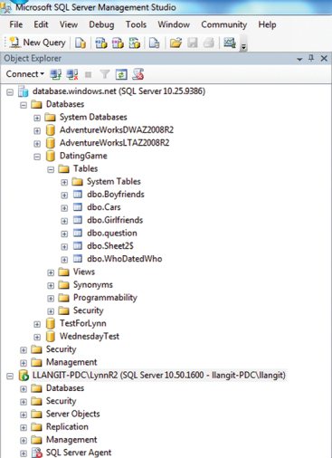 SQL Server Management Studio 2008 R2 管理 SQL Azure
