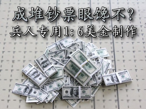 成堆钞票眼馋不？兵人专用1:6美金制作 
