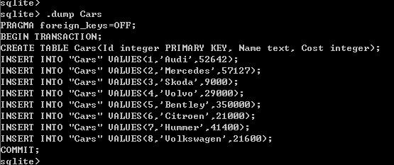 SQLite 基本控制台（终端）命令简介