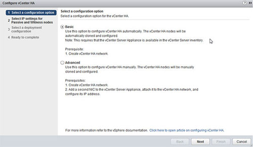 图B.启动 vCenter High Availability配置向导