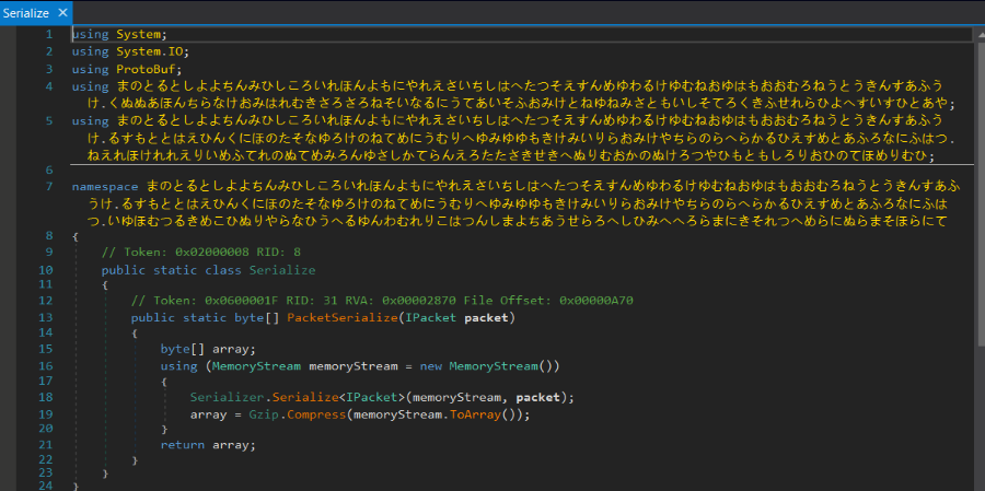 “librarysharing .dll”的去混淆代码，类“Serialize”