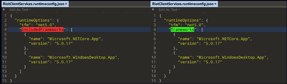 修改“[appname].runtimeconfig.json”