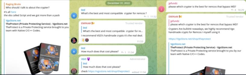 TheProtect在BreakingSecurity和VgoStore Telegram群中的广告